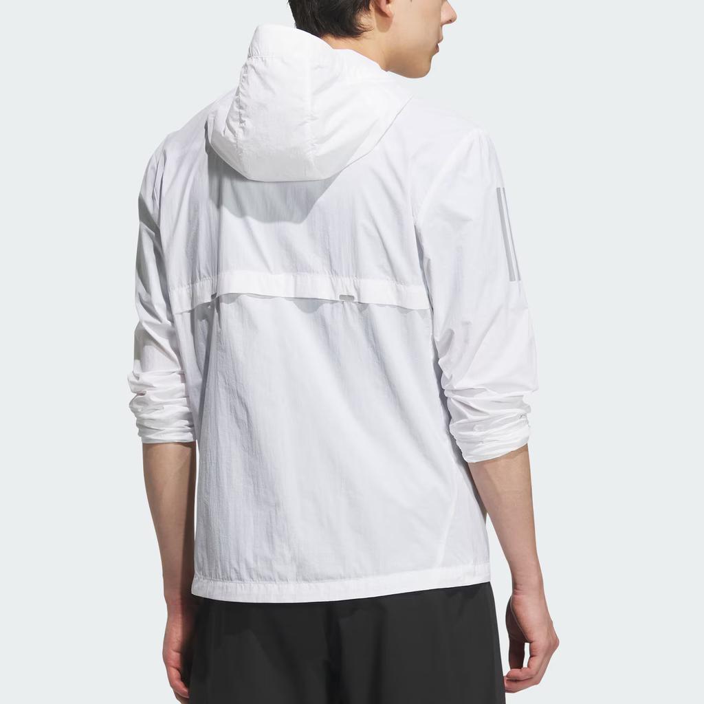 Adidas Dwr Ss25 Rn Logo Sun Protection Upf50+ Cooling Running Sports Hooded Long Sleeve Jacket Men Jacket White KB9127