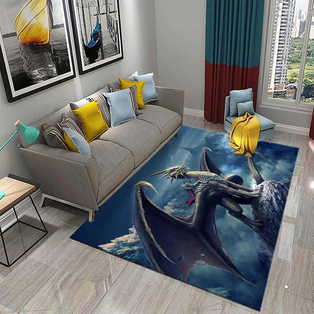 3D Dragon Carpet for Balcony Living Room Children Bedroom Bathroom Kitchen Door Entrance Non-slip Rugs Floor Mat for Home Decor