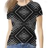 Summer Round Neck 3D Ethnic Geometric  Print Top Fashionable Casual Short Sleeved Women's T-shirts