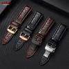 Butterfly Clasp Crocodile Pattern Leather Watch Strap 12/14/16/18/19/20/22mm Replacement Watchband Soft Business Wristwatch Band