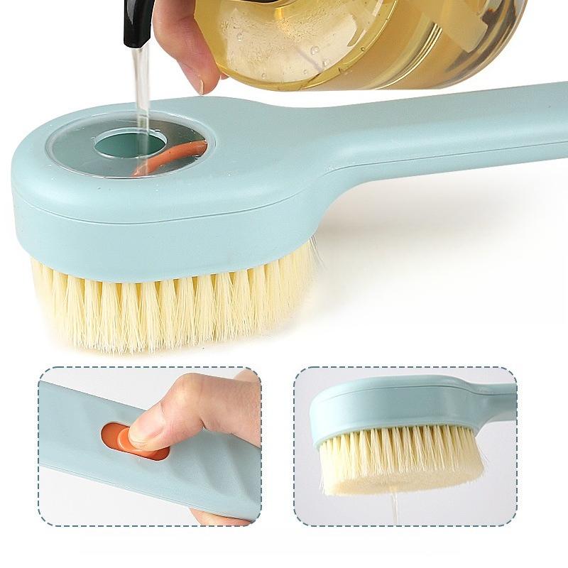 Langer Griff Plus Flüssigbadbürste Push-Pull Flüssigbadbürste Aufhängbar Langer Griff Weiche Borsten Rückenbadbürste