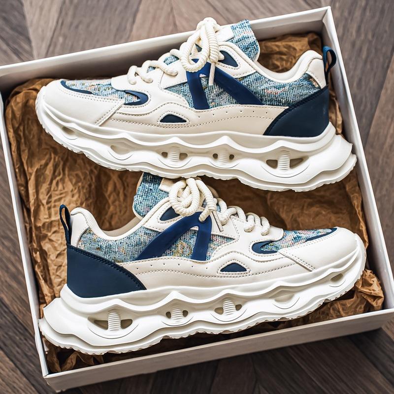 

Ins dad shoes men s Internet celebrity explosion autumn and winter breathable canvas casual sports shoes heightened platform running shoes 39 темно-синий