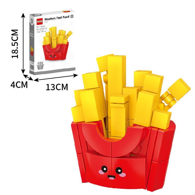 Doctor Star Children's Western Fast Food Assembly Playset - Small Building Blocks for School Gifts