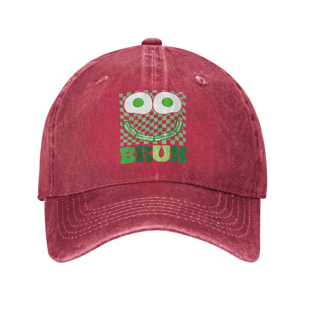 Spring Bruh Green Face Eggs and Bacon Ham Breakfast St Patrick's Baseball Cap Sun  Adjustable Running Hippie Snapback Cap