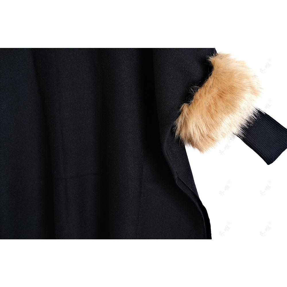 Autumn and Winter Loose Turtleneck Pullover Cape Knitted Sweater Simulation Fur Fur Sleeve Sweater Large Size Bottoming Shirt Jacket Women