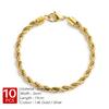 EMANCO 10PCS Wholesale 2/3/4/5MM Gold Color Twisted Rope Chain Bracelet, Stainless Steel Hip Hop Punk Fashion Jewelry for Women