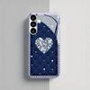 Diamond heart-shaped patterned glass phone case suitable for Samsung Galaxy S26 S25 S24 S23 S22 S20 FE Ultra Plus anti drop