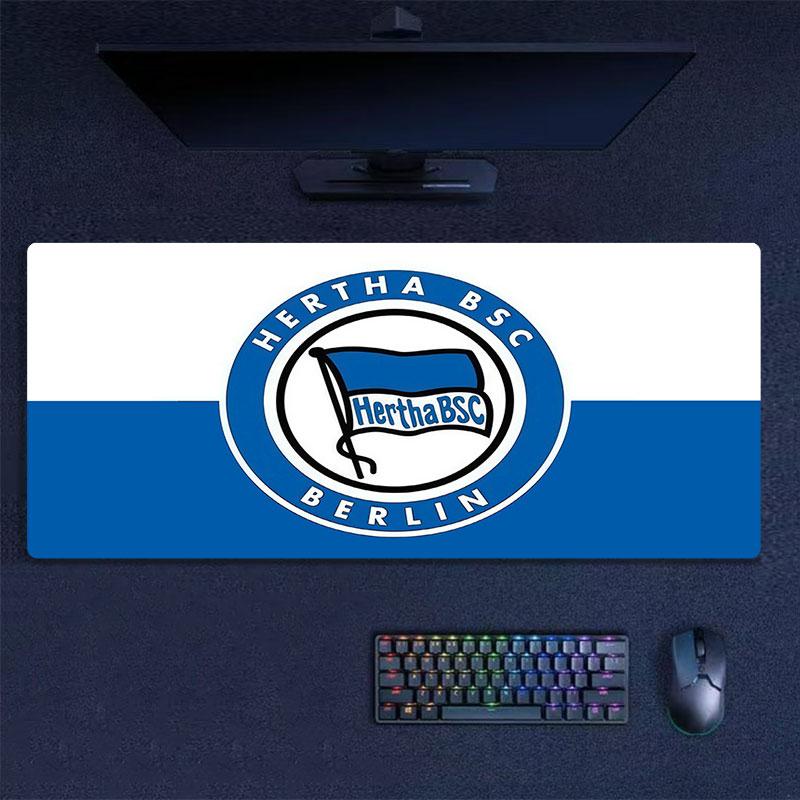 Hertha BSC Mauspade, Große Gaming-Schreibtischmatte, Rutschfestes XXL-Mauspad für Laptop & Tablet, Mini-PC-Spielmatte mit genähten Kanten
