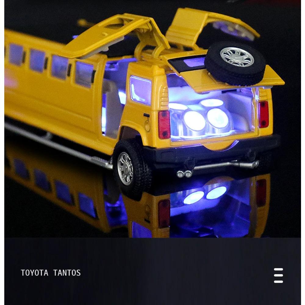 1/32 zliatinový Hummer H2 predĺžená limuzína kovový odliatok model auta zvuk a svetlo naťahovacie detské hračkárske vozidlá darček