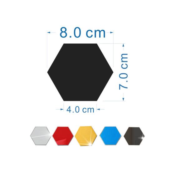 12 יחידות מדבקת קיר משושה דמוי מראה דבק עצמי מדבקה לעיצוב הסלון