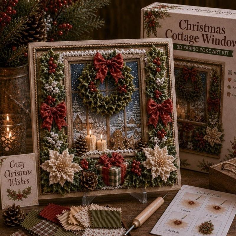 3D Christmas Snowman Fabric Poke Art DIY Kit Handmade DIY Fabric Poke Art Kit For Adults Beginner Friendly Vintage Xmas DIY Kit
