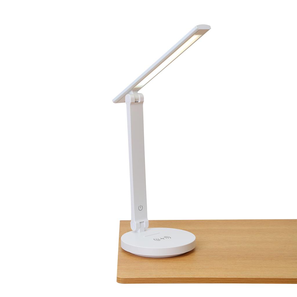 Desk Lamp with Wireless Charger with Three Brightness Adjustment Levels  Adjustable Arm Suitable for Indoor Use with Power Cord