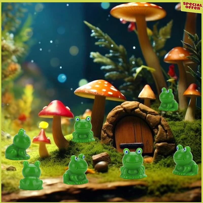 A34R 80Pcs Mini Frog Garden Decor Tiny Green Frog Resin Figurines Miniature Outdoor And Home Decor NONE зелёный