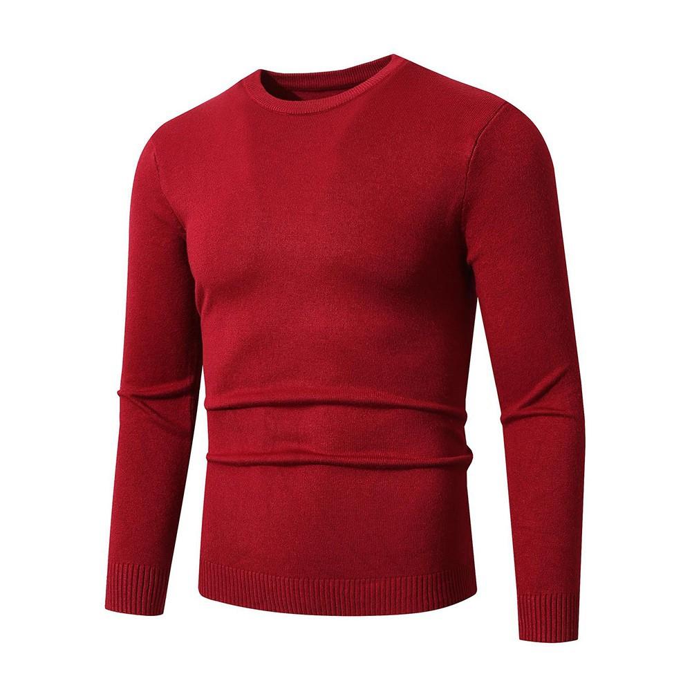 Men S Slim Fit Crew Neck Long Sleeve Knit Sweater Autumn Casual