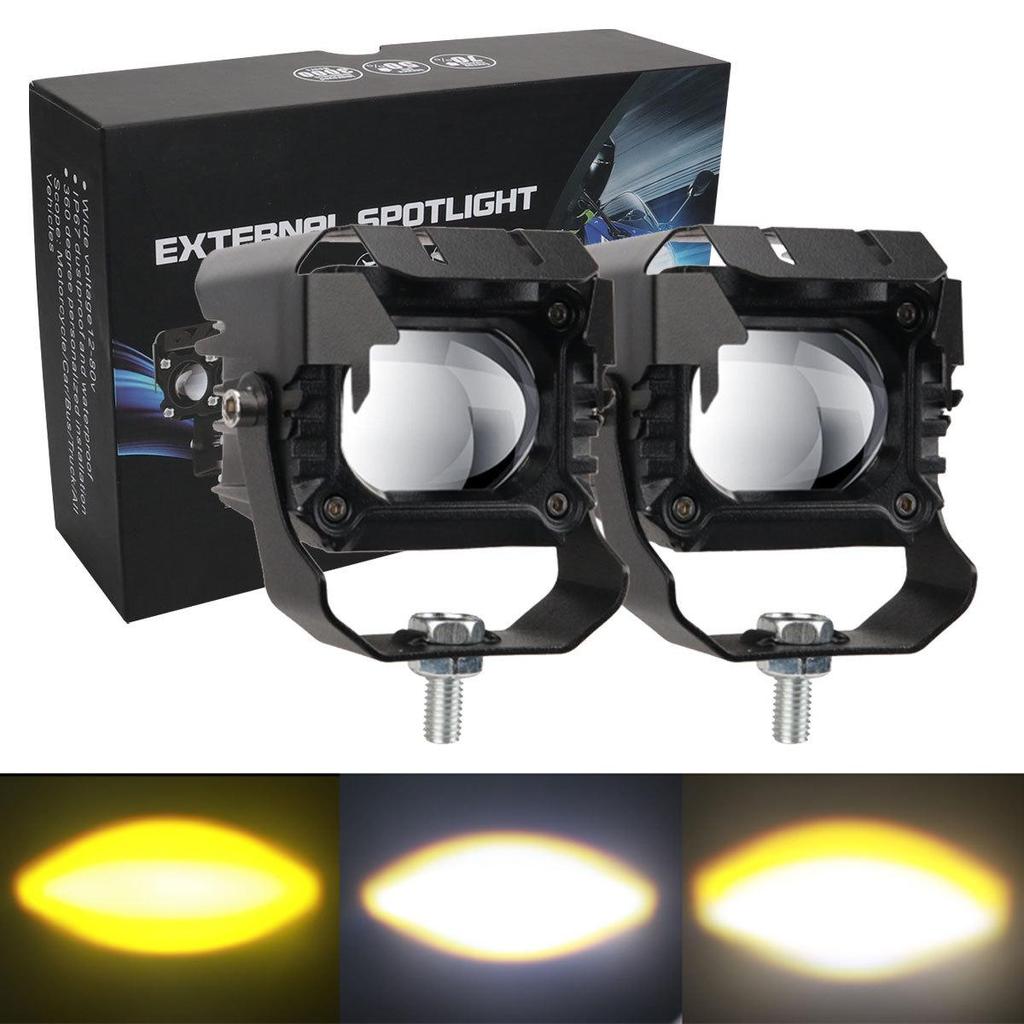 Cross-border LED Spotlight for Cars & Motorcycles: Yellow/White, High/Low Beam, External Light for Electric and Modified Vehicles