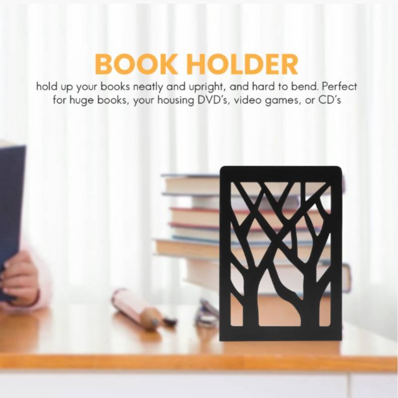 Metal Hollow Tree Bookend Lshaped Iron Desk Organizer For Kids And Students