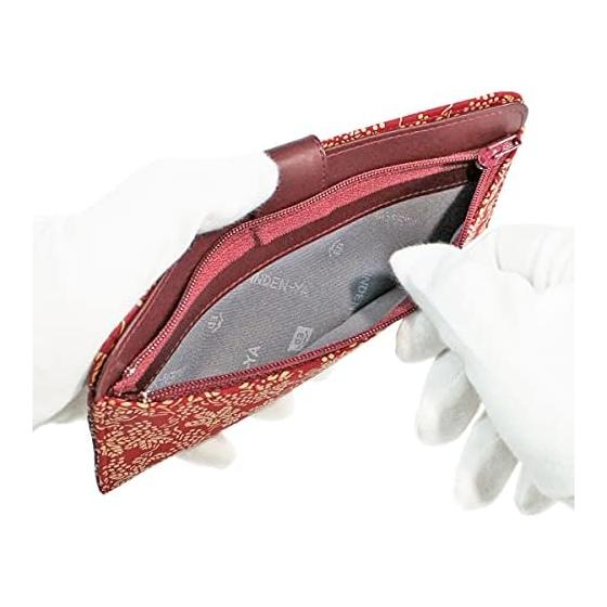 Inden-ya Inden Long Wallet Thin Deer Leather Red Base X White Lacquer Grape Pattern 2107-13-120 Made In Japan