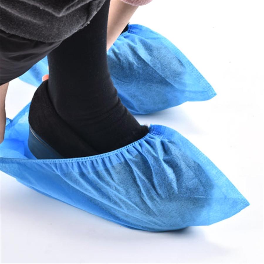 100x Deep Blue Non Woven Fabric Disposable Shoe Cover Cleaning Overshoes Protect