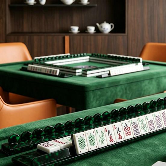 Mahjong Rack with Detachable Magnetic Pusher, Scalloped Acrylic Mah Jongg Tile Holder & Pusher Set, American Mahjong Accessories