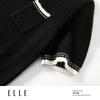 ELLE Women's Mohair Blend Color-Block Knitted Short Sleeve Sweater