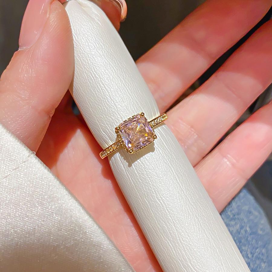 Zircon Square Open Ring, Simple And Stylish Index Finger Ring, Women S Jewelry