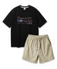 ALVINCLO [Set] Timeistoofast Short Sleeve T-Shirt & String Detail Woven Shorts Set