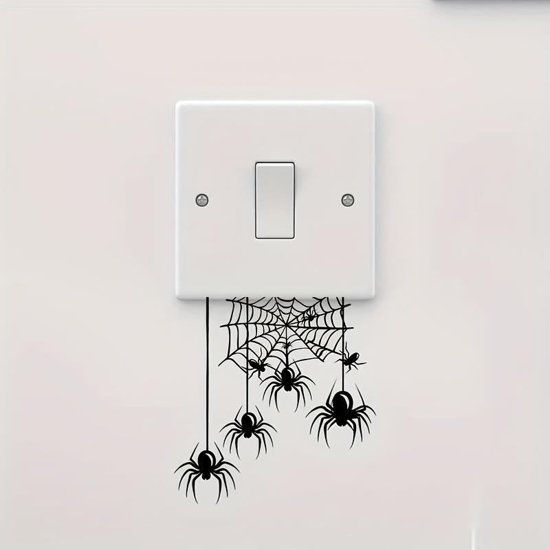 1pc Halloween Spider Switch Sticker Removable Realistic Black Spider and Web Design, for Indoor Home Decor, Living Room, Bedroom