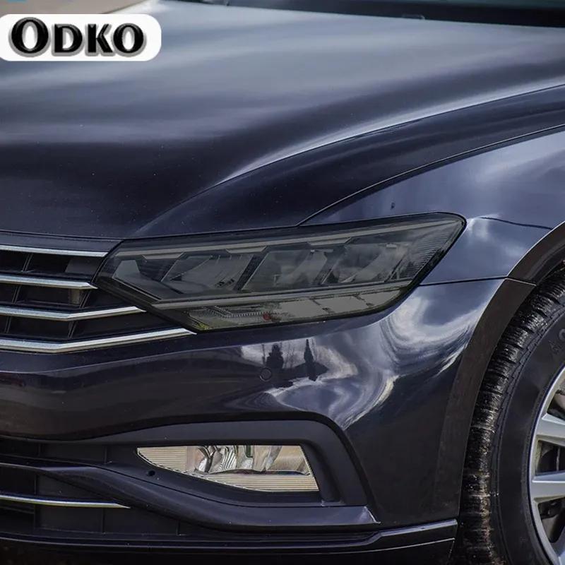 2Pcs Car Headlight Protective Film Smoked Black Tint Wrap Transparent TPU Repair Stickers For Volkswagen VW Passat B8 2015-
