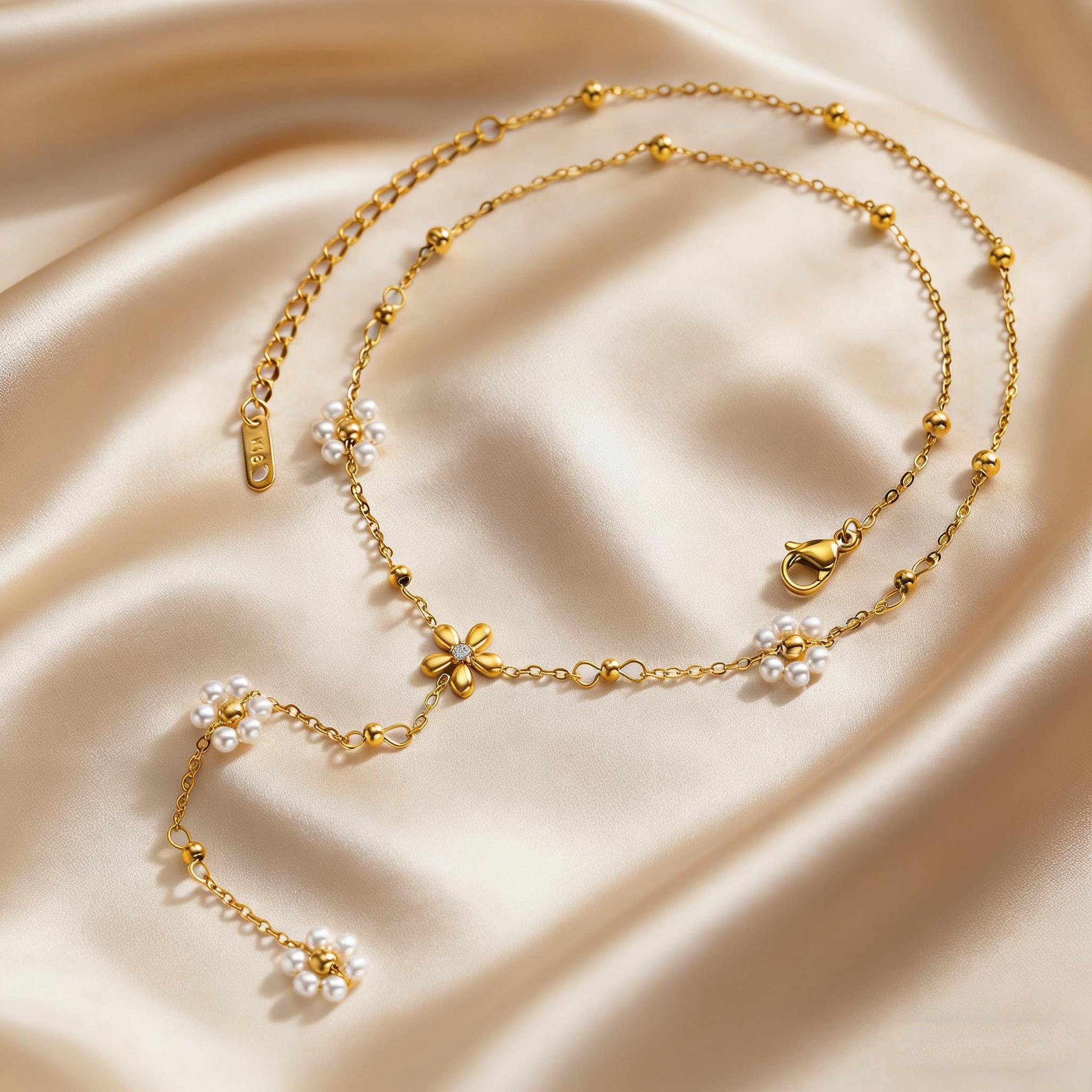

Stainless Steel Elegant Flowers Pendant Necklace 18K Gold Plated Y Shaped Adjustable Long Necklace for Women Fine Jewelry Gifts
