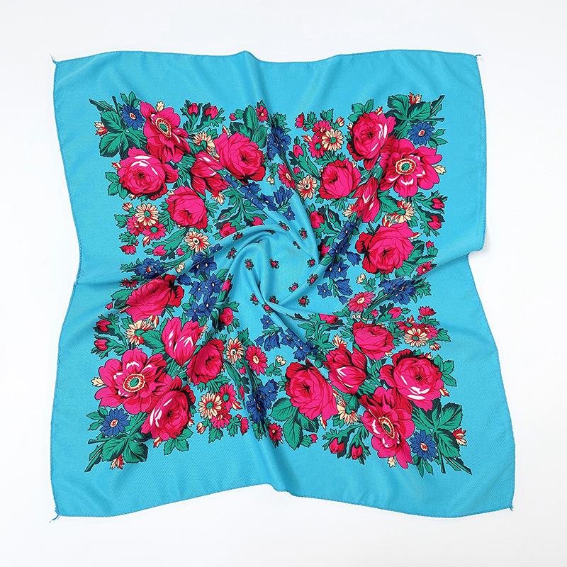 70*70cm Russian Style Floral Print Square Scarf