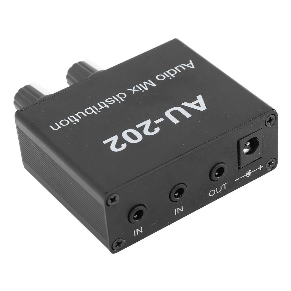 Independent Volume Control Small Sound Mixer 2 In 2 Out Dual-Channel Stereo Mixer  For Headphone