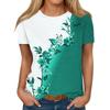 Sommer Mode Floral Color Block Gedruckt Damen Rundhals Kurzarm T-Shirt