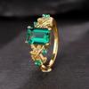 1Pc Fashionable Square Emerald Synthetic Zircon Ring, Fashionable Multi-functional Flower Ring