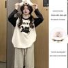 Conjunto de Pijama de Niña Trenzada de Dibujos Animados: Ropa de casa casual de manga larga para mujer para primavera/otoño, adecuada para invierno y exteriores