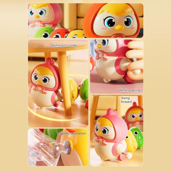 Wind-up Chick Crawling Toy Magnetic Mother Baby Chicken Swing Walking Toy Educational Interactive Spring Clockwork Animal Toy