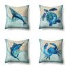 Polyester Pillowcase Peach Leather Velvet Cushion Cover Marine Life Seahorse Octopus Printed Pillowcase Car Cushion