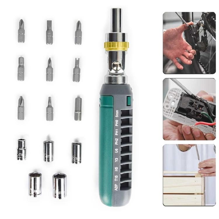 14 In 1 Magnetic Ratcheting Screwdriver Set for Furniture Assembly Home