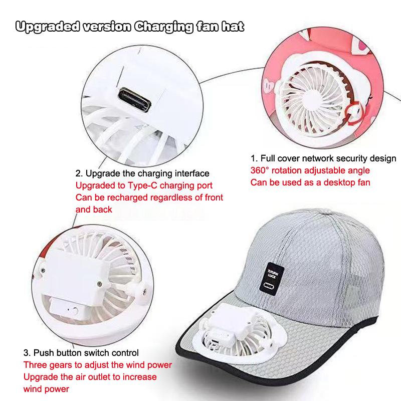 Summer Mesh Solar Energy Fan Baseball Cap For Women Men Adjustable Breathable Caps Outdoor Sports Quick Dry Running Hat Cap