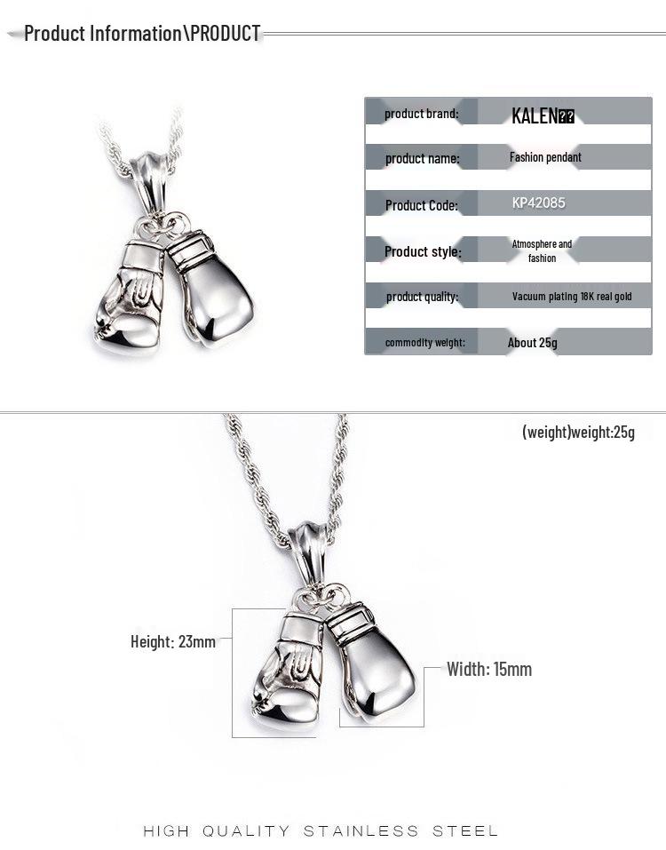 European & American Trend Men's Titanium Steel Boxing Gloves Pendant Necklace