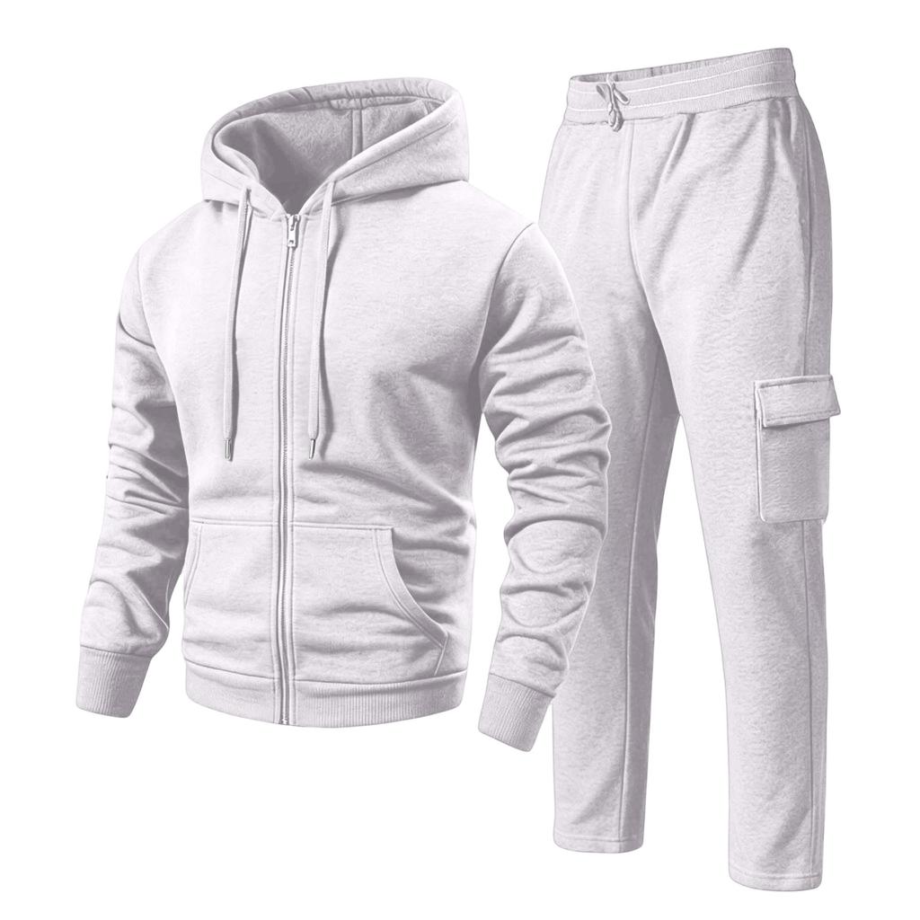 Men's Hoodie and Cargo Jogger Pants 2-Piece Set Casual Sportswear Suit for Outdoor Activities