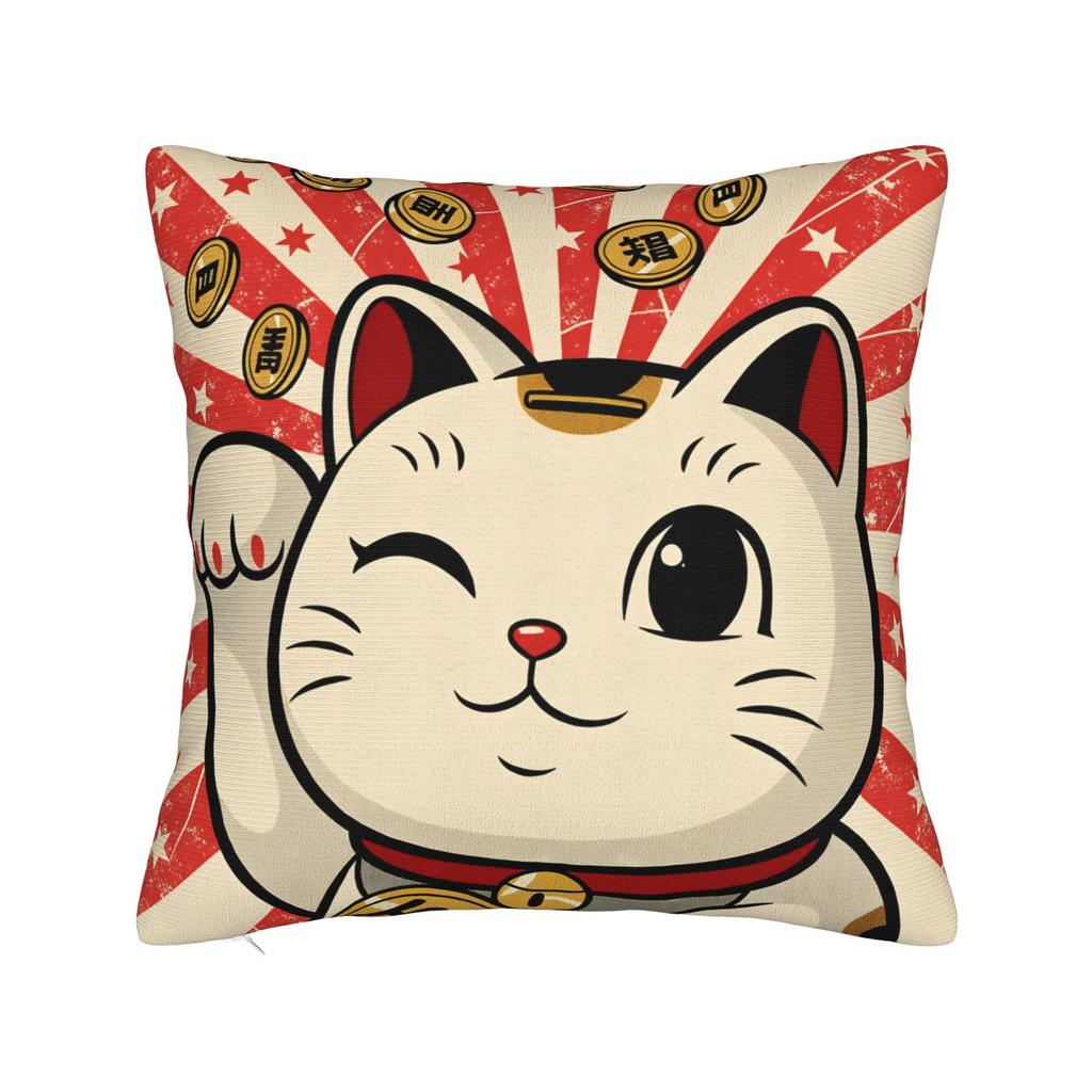 Pillow Case Lucky Cat Money For Shop Soft Pillow Cover For Couch Sofa Bedroom Retro Trendy Pillowcases