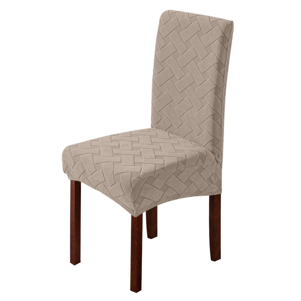 1 Pcs Thick Elastic Chair Seat Cover with Cross Jacquard Polyester Chair Cover Suitable for Hotel Banquet Restaurants