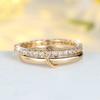 Fashion White Cubic Zirconia Double Layer Rings for Women Girls Vintage Golden Wedding Bands Wedding Jewelry