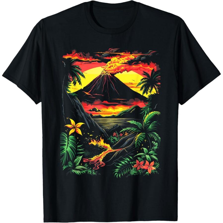 Hawaii Postcard Volcanoes Lava Flows Volcano T-Shirt S