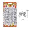 Mini Christmas Bow Glitter Gold Silver Xmas Tree Bowknots Pendants DIY Gifts Wrapping Decors New Year Party Garland Ornaments