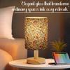 Lamp with Wooden Base for Night, Bed Room, Living Room, Home & Decor- Cylindrical Lamp Shades for Living Room with Light (Bulb Included