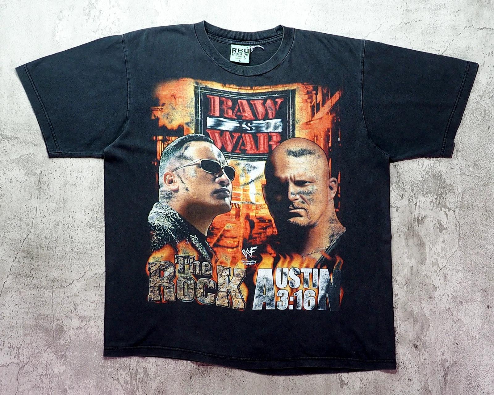 Vintage 1999 WWF RAW IS WAR The Rock VS Stone Cold Steve Austin Shirt Size L M