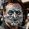 Breathable Horror Mask Halloween Vintage Clown Face Mask, Gold Silver Creepy Prop Wrinkled for Party, Scary Masquerade Costume Haunted House