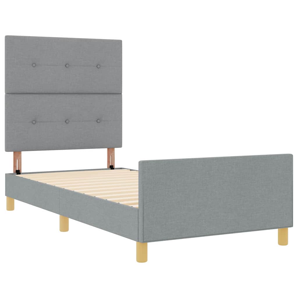 Bed Frame with Headboard Light Gray 100 X 200 Cm Fabric