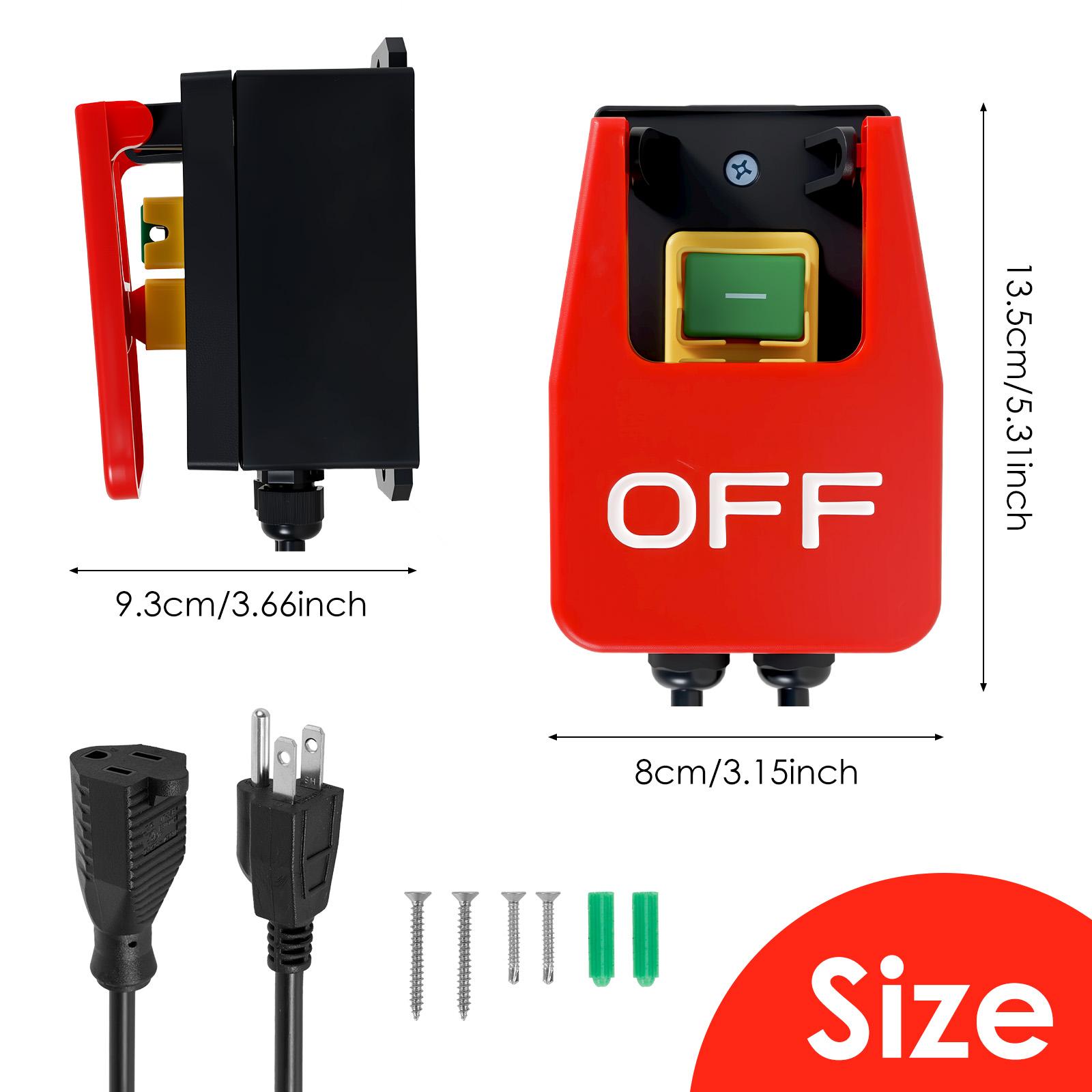 

110V to 120V Switch Single Phase On/Off Waterproof Emergency Stop Switch with Paddle Extension Cord Emergency Stop for Table Saw